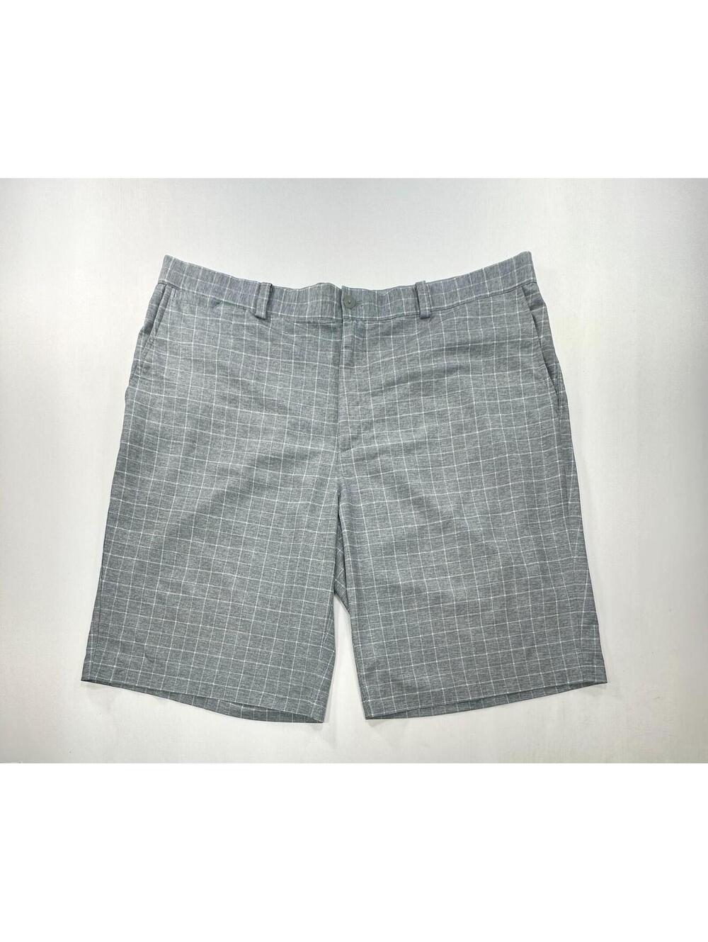 Nike Golf Flat Front Dri-Fit Check Chino Shorts Gray Mens 40
